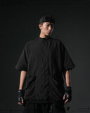 S24  / 09 —  ST-02  Stand Collar Tornado Zip Shirt  (Black)