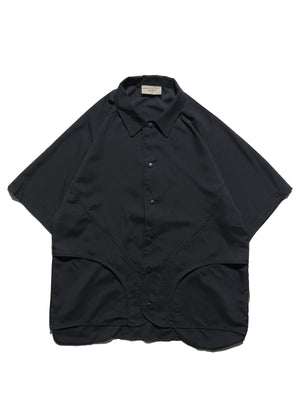 S24  / C-02-ST  ROAM Curved Bowling Shirt  (Black)